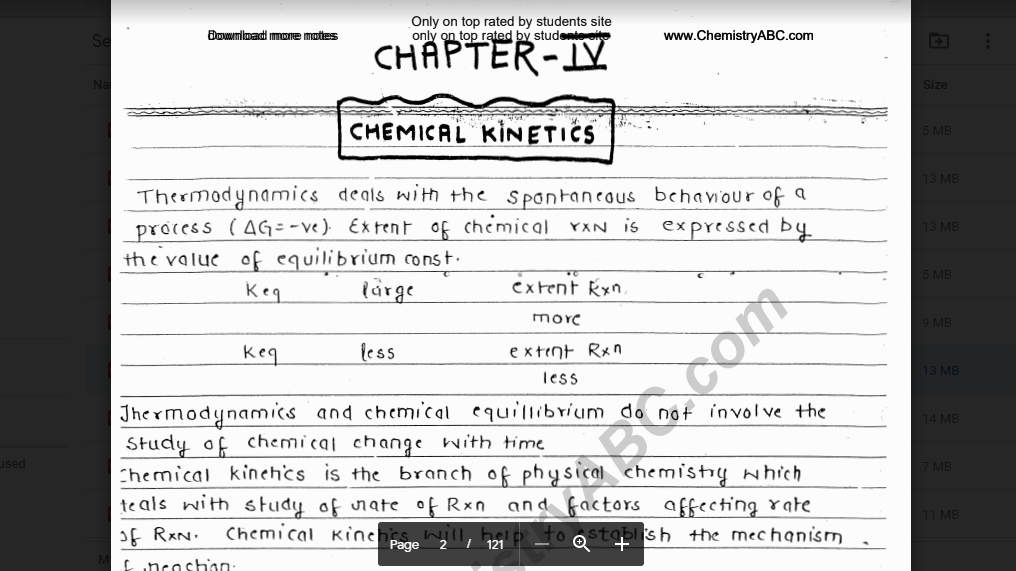 Chemical Kinetics Handwritten Notes PDF Overview