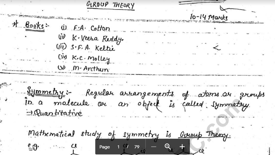 Group Theory Handwritten Notes PDF Preview