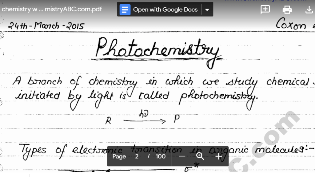 CSIR NET Photochemistry Handwritten Notes PDF Preview